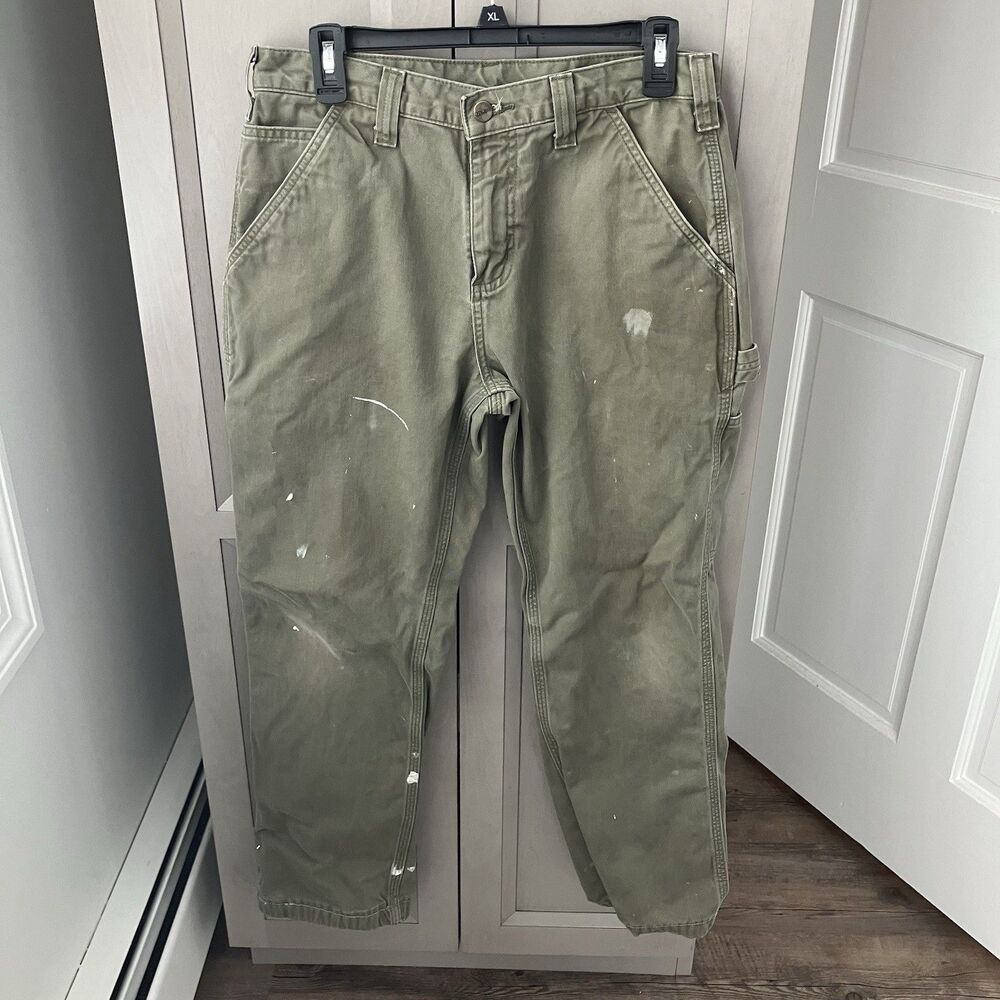 Carhartt Relaxed Fit Carpenter Pants Mens 31x27 Dungaree Twill Green B324 ARG